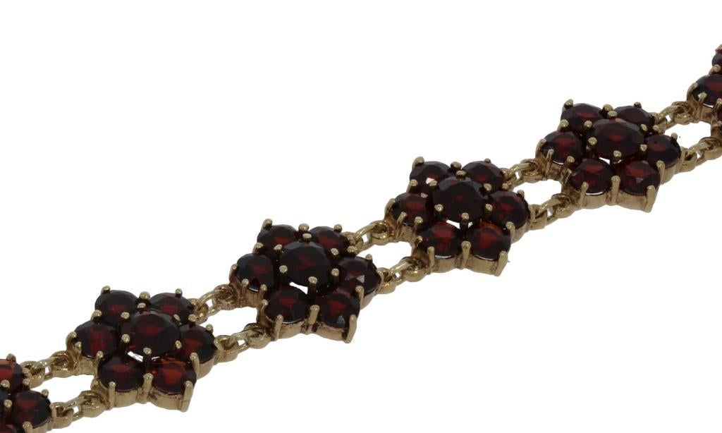 Granaat bootjes luxe gouden dames armband vintage klassiek, Voordeelsieraden, Verzenden, Zo goed als nieuw, Met edelsteen