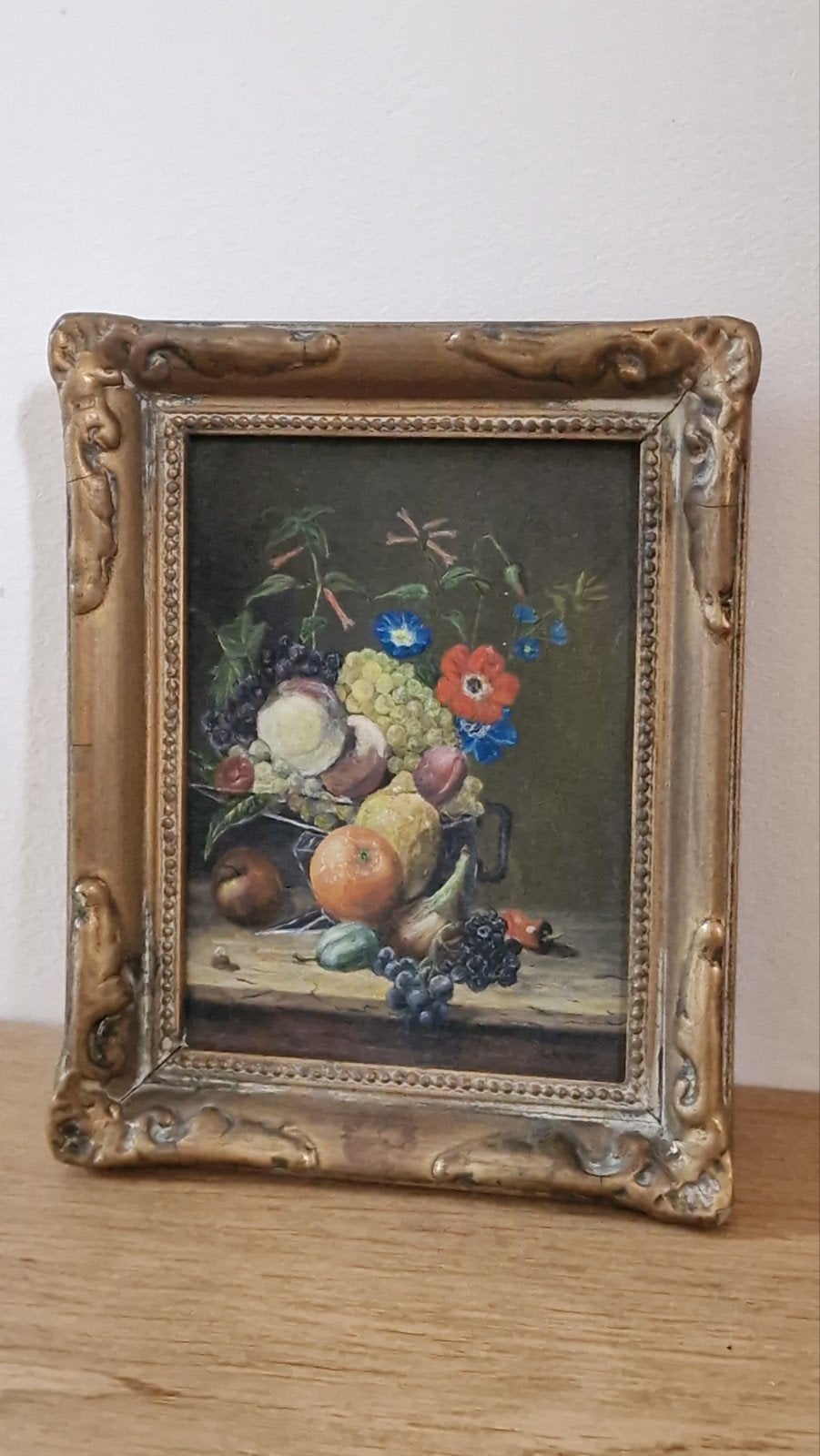 Miniatuur Schilderij op Paneel Passende Lijst, Gesigneerd, Paneel, Verzenden, Stilleven, Klassiek