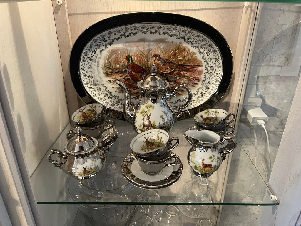 Theeservies met dienblad, porselein, Ophalen of Verzenden