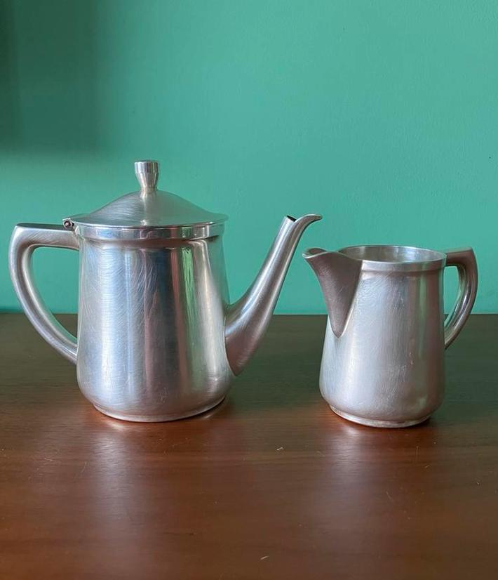 Vintage WMF Verzilverde Koffiepot & Melkkan Jaren '20, Antiek en Kunst, Antiek | Goud en Zilver, Ophalen of Verzenden, Zilver