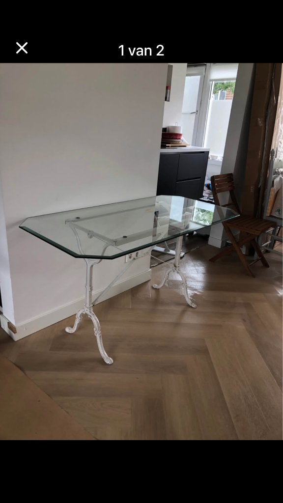 Glazen tafel singer, Ophalen, Gebruikt, Glas, 25 tot 50 cm