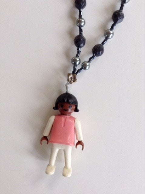 Retro ketting met Playmobil hanger, Ophalen of Verzenden, Zo goed als nieuw, Kunststof, Met hanger