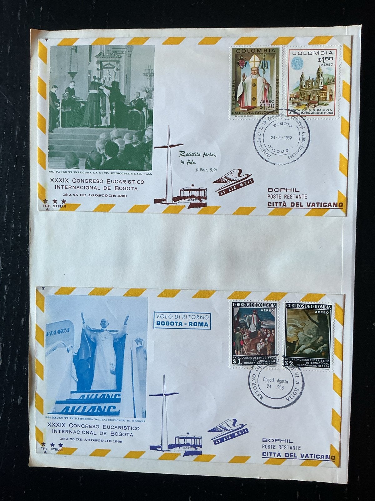 Vaticaanstad Colombia Eerste Dag Enveloppen Paus Paulus VI, Postzegels en Munten, Postzegels | Eerstedagenveloppen, Verzenden