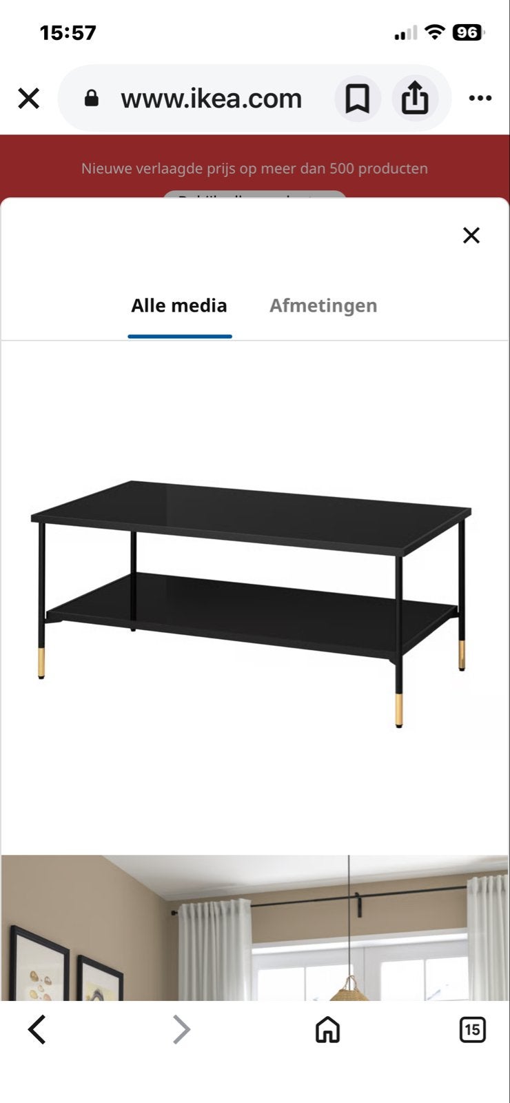 Zo goed als nieuwe salontafel met donker zwart glas, 50 tot 100 cm, 100 tot 150 cm, Ophalen of Verzenden, Glas