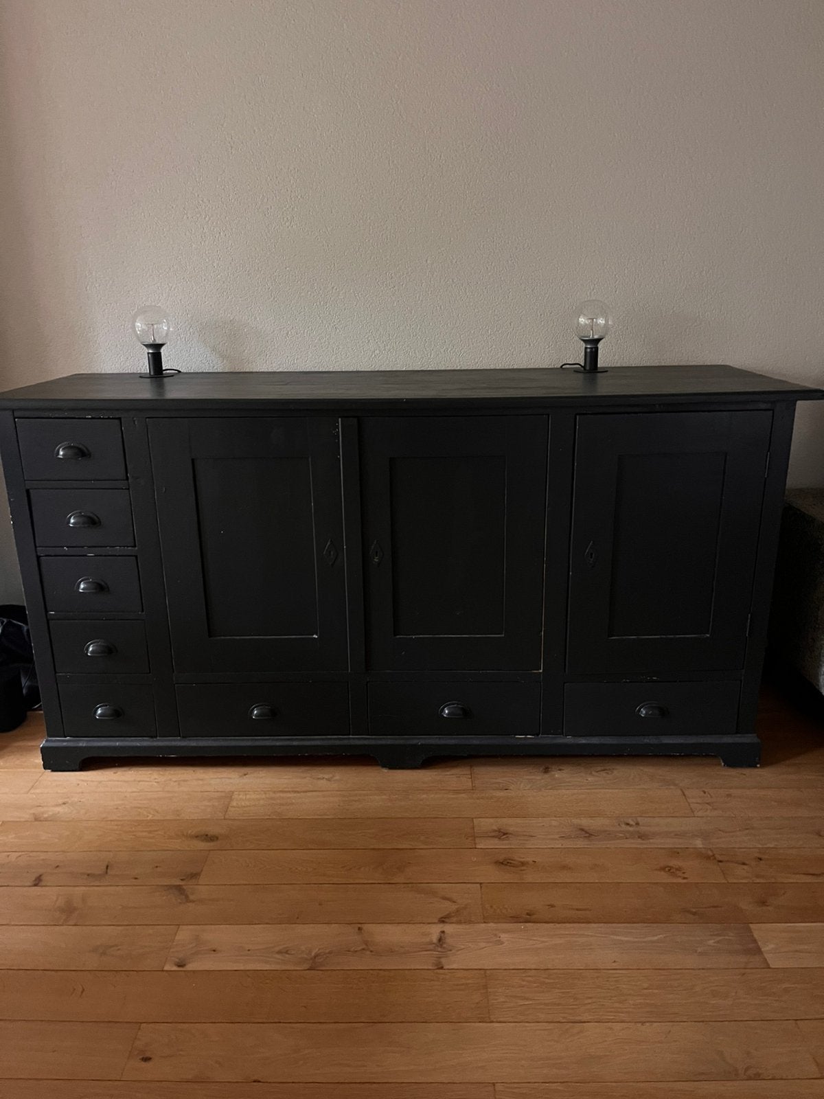 Te koop massief grenen kast, mat zwart geschilderd, Ophalen, Met deur(en), 50 tot 100 cm, Grenenhout