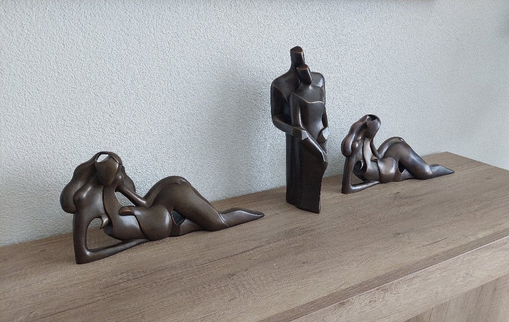 Bronzen Beelden koppel met 2 vrouwen, Verzenden, Brons