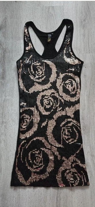 Flower Power pailletten jurk jaren 60 / 70 mt XS, Nieuw, Ophalen of Verzenden, Overige thema's, Kleding