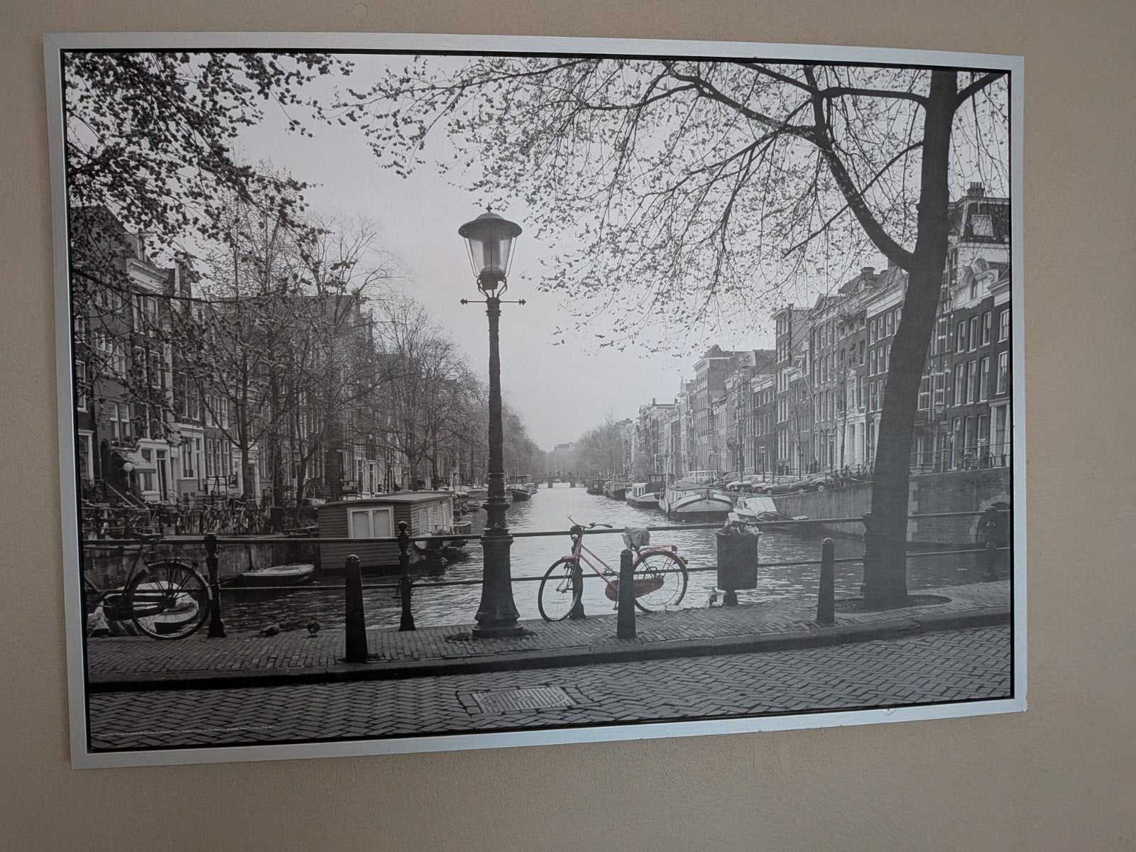 Schilderij Amsterdamse gracht, Doek, Realistisch, Ophalen of Verzenden, Print