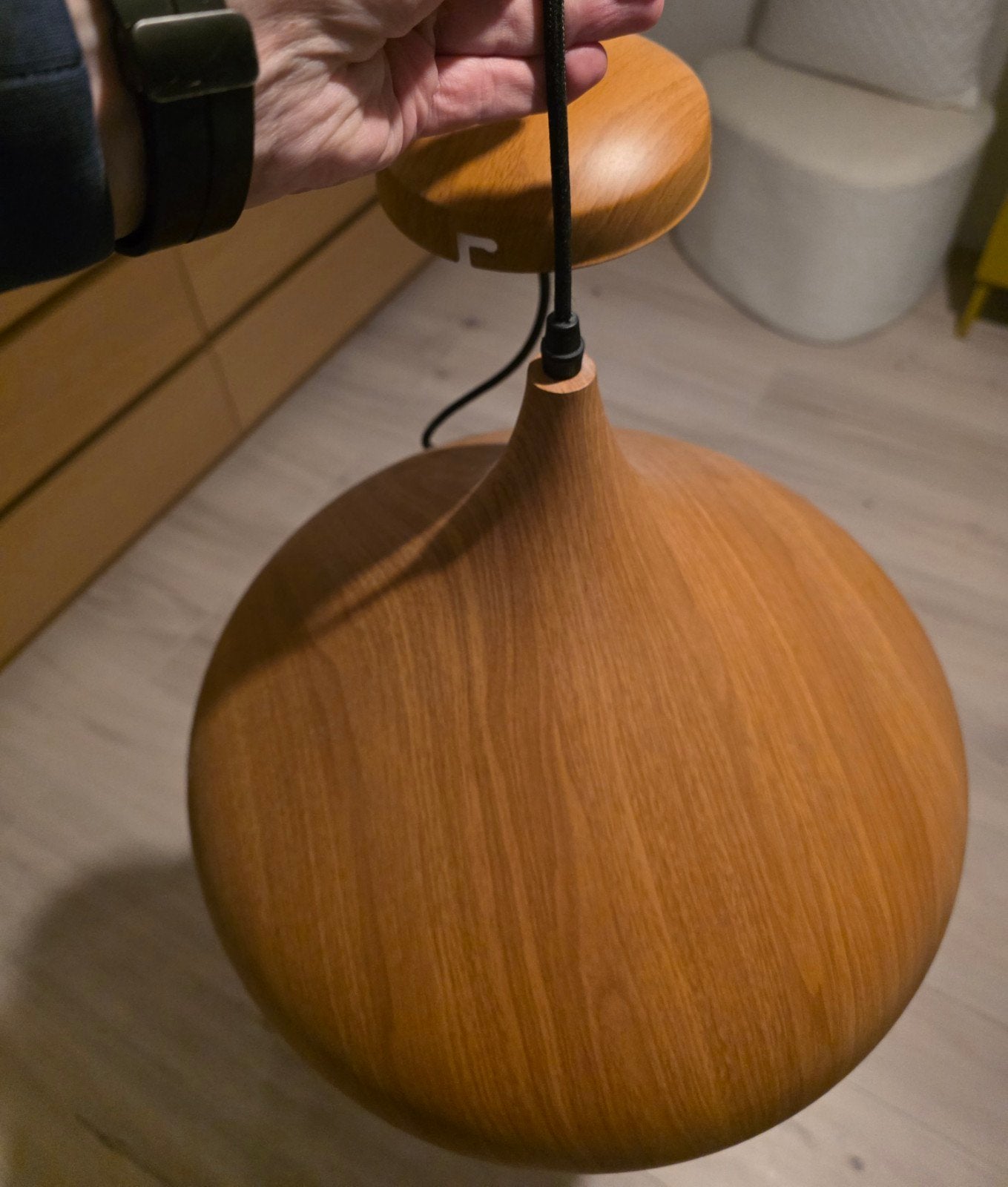 Moderne Houten (look) Hanglamp - Stijlvol Design, Ophalen of Verzenden, Zo goed als nieuw, Hout, Modern, Scandinavisch