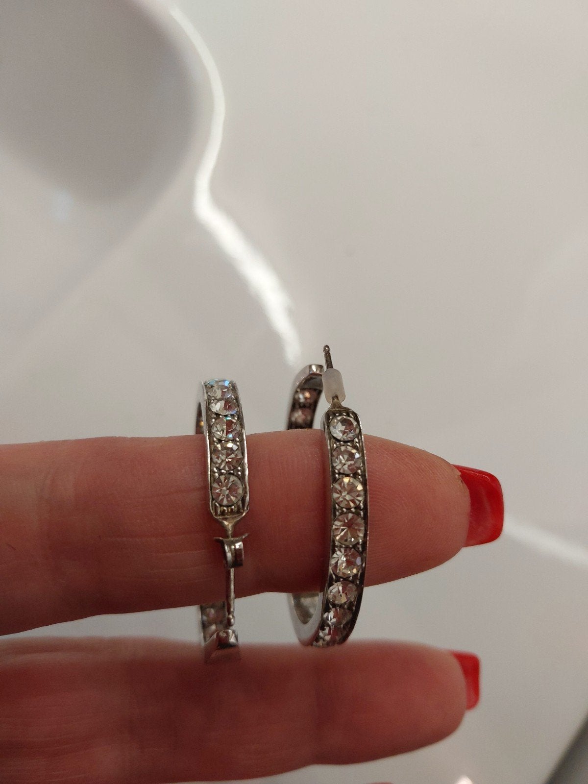 oorbellen/ creolen 925 zilver met steentjes., Nieuw, Ophalen of Verzenden, Dame, Zilver