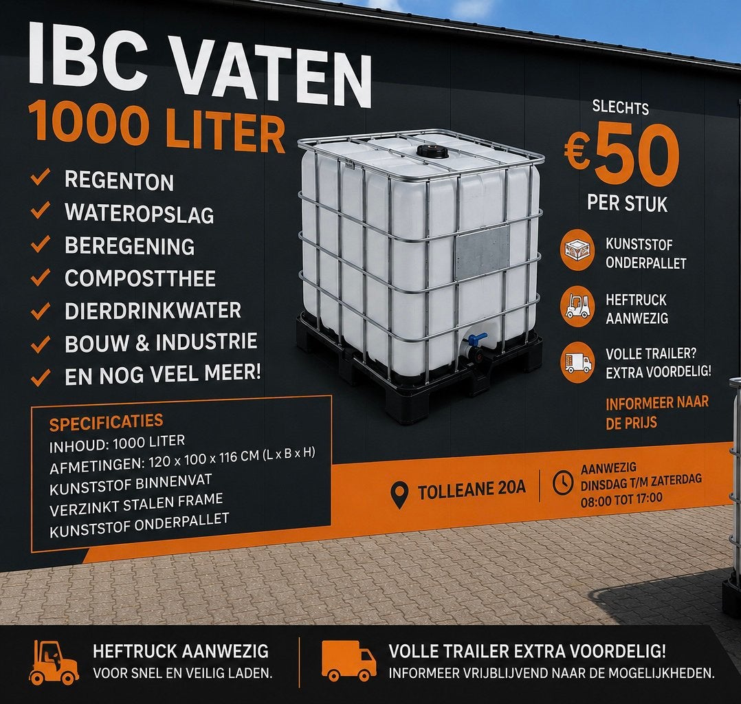 SCHÜTZ IBC VATEN 1000 LITER | KUNSTSTOF PALLET | REGENTON, Gebruikt, 100 cm of meer, 60 cm of meer, Overige typen
