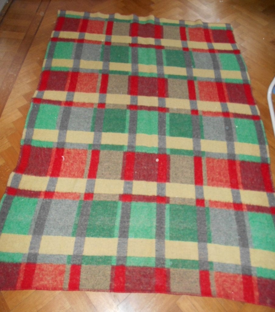 Retro wollen deken rond 1965 200 x 140 cm (20z), Huis en Inrichting, Slaapkamer | Beddengoed, Ophalen, Eenpersoons, Deken of Dekbed