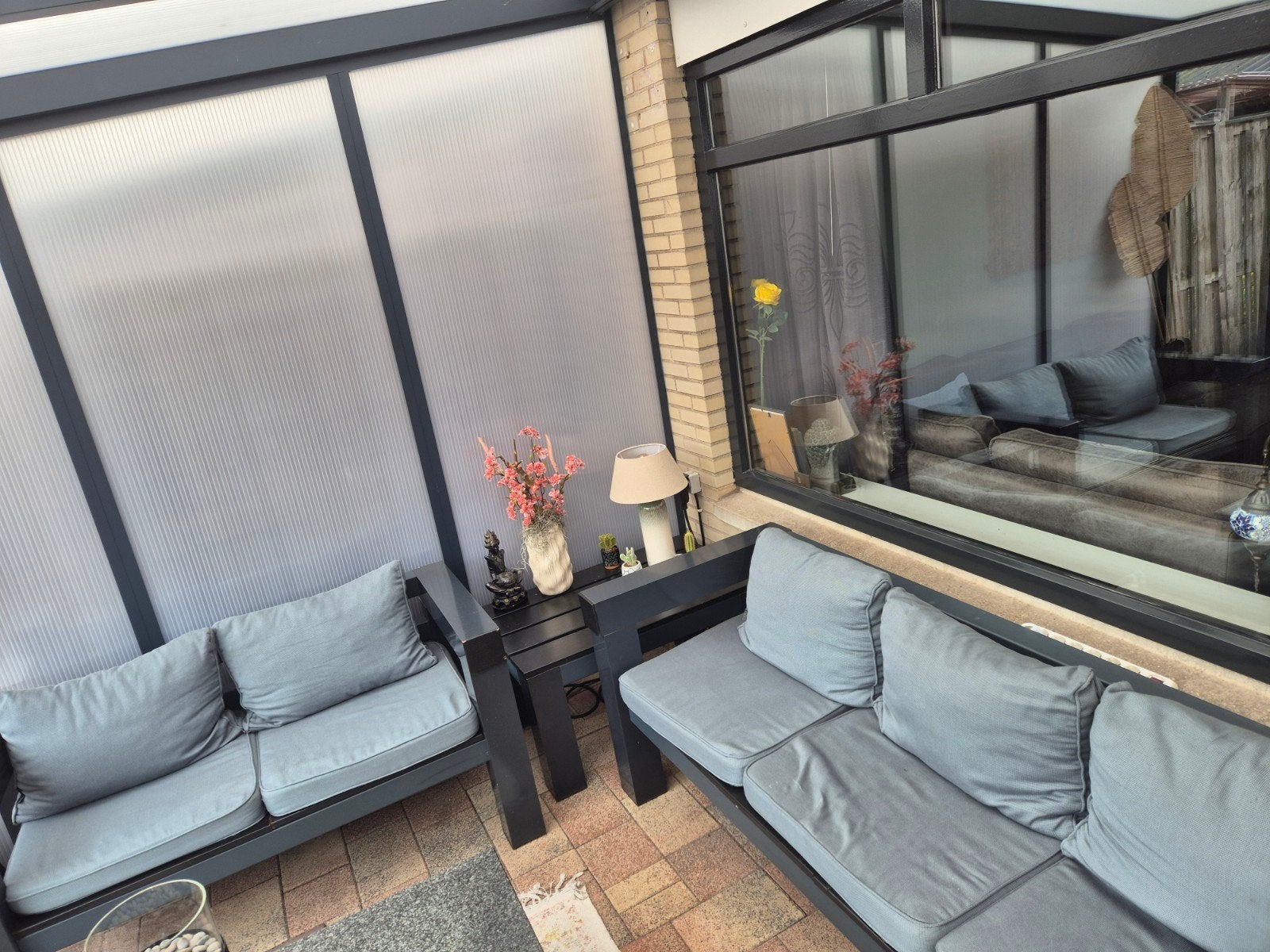 Degelijke loungeset hout en aluminium met 2 en 3-zits bank, Tuin en Terras, Ophalen
