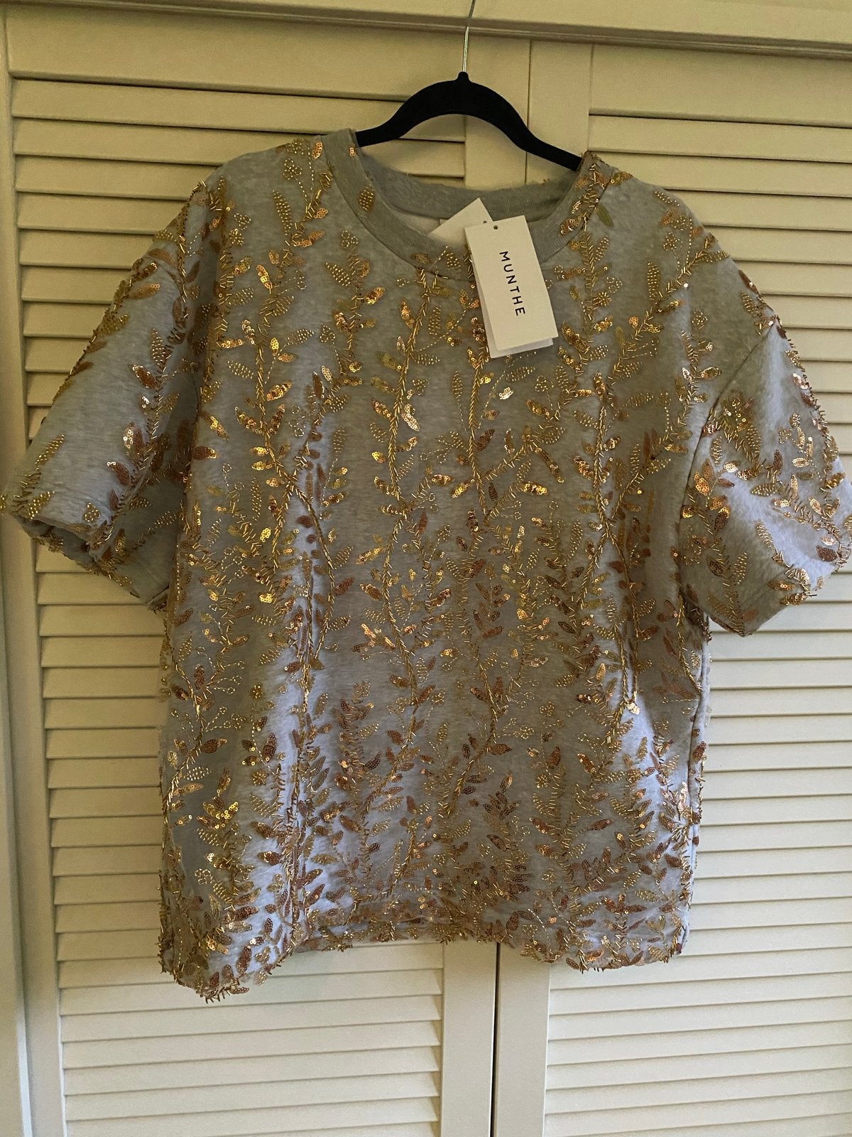 Munthe Berfin shirt/sweater met gouden pailletten Maat 36, Kleding | Dames, Ophalen of Verzenden, Nieuw, Maat 36 (S), Grijs