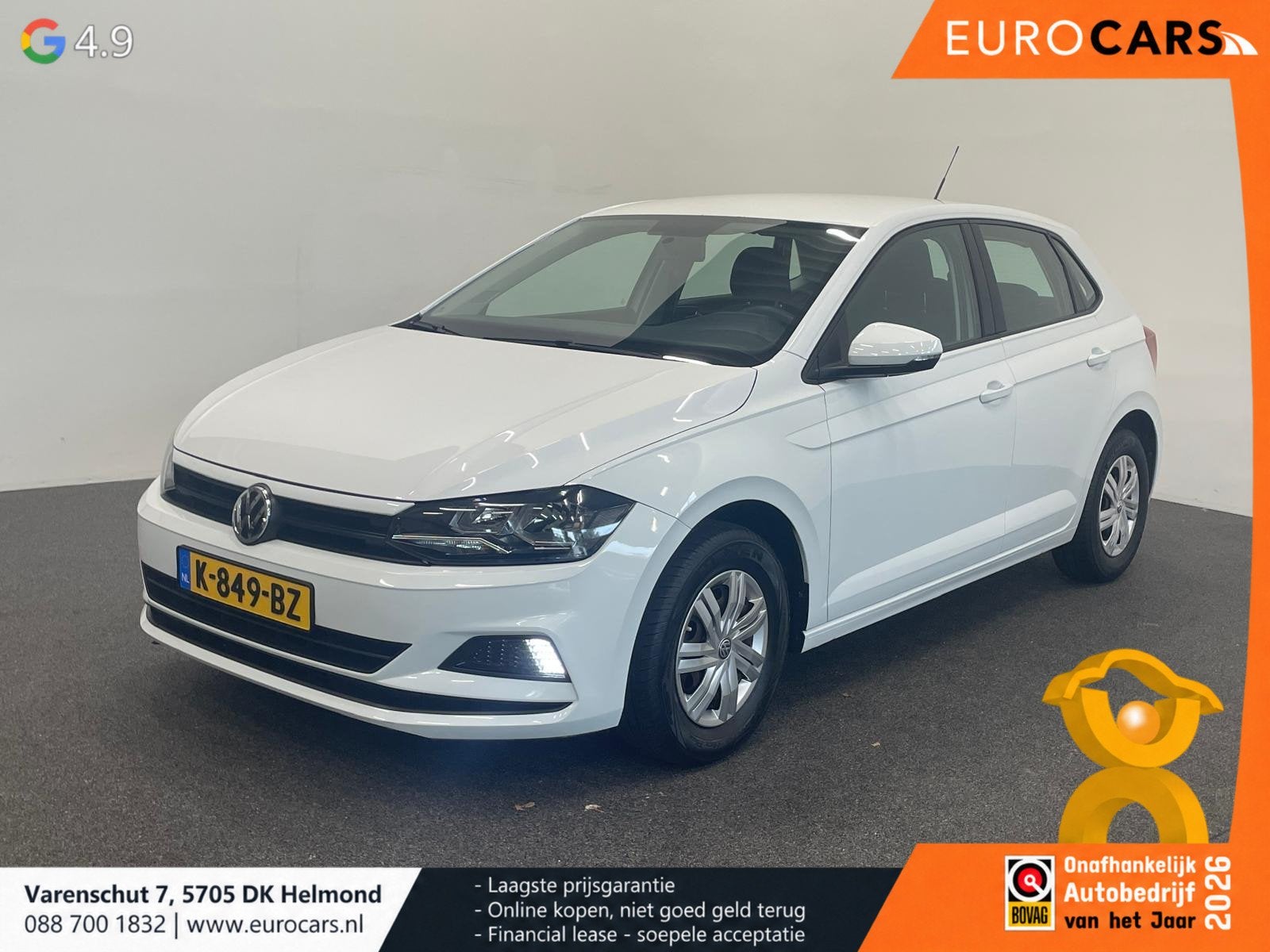 Volkswagen Polo 1.0 MPI Trendline Navigatie Airco Bluetooth, Auto's, Stof, Zwart, Wit, Bedrijf