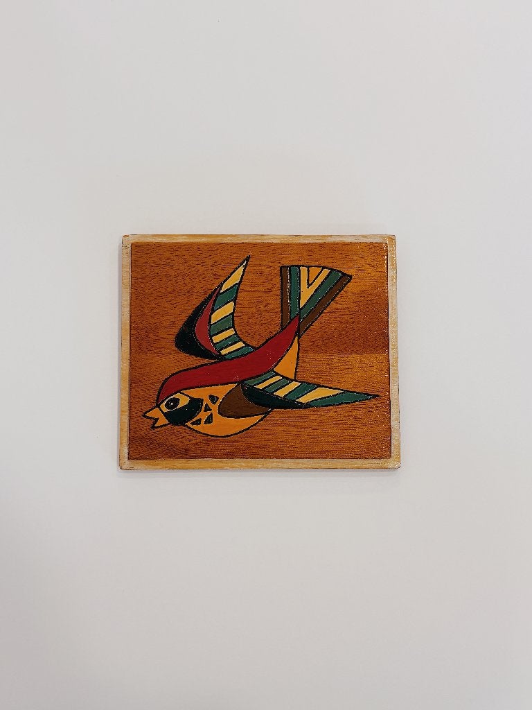 VINTAGE HOUTEN WANDBORD | VOGEL, Ophalen of Verzenden