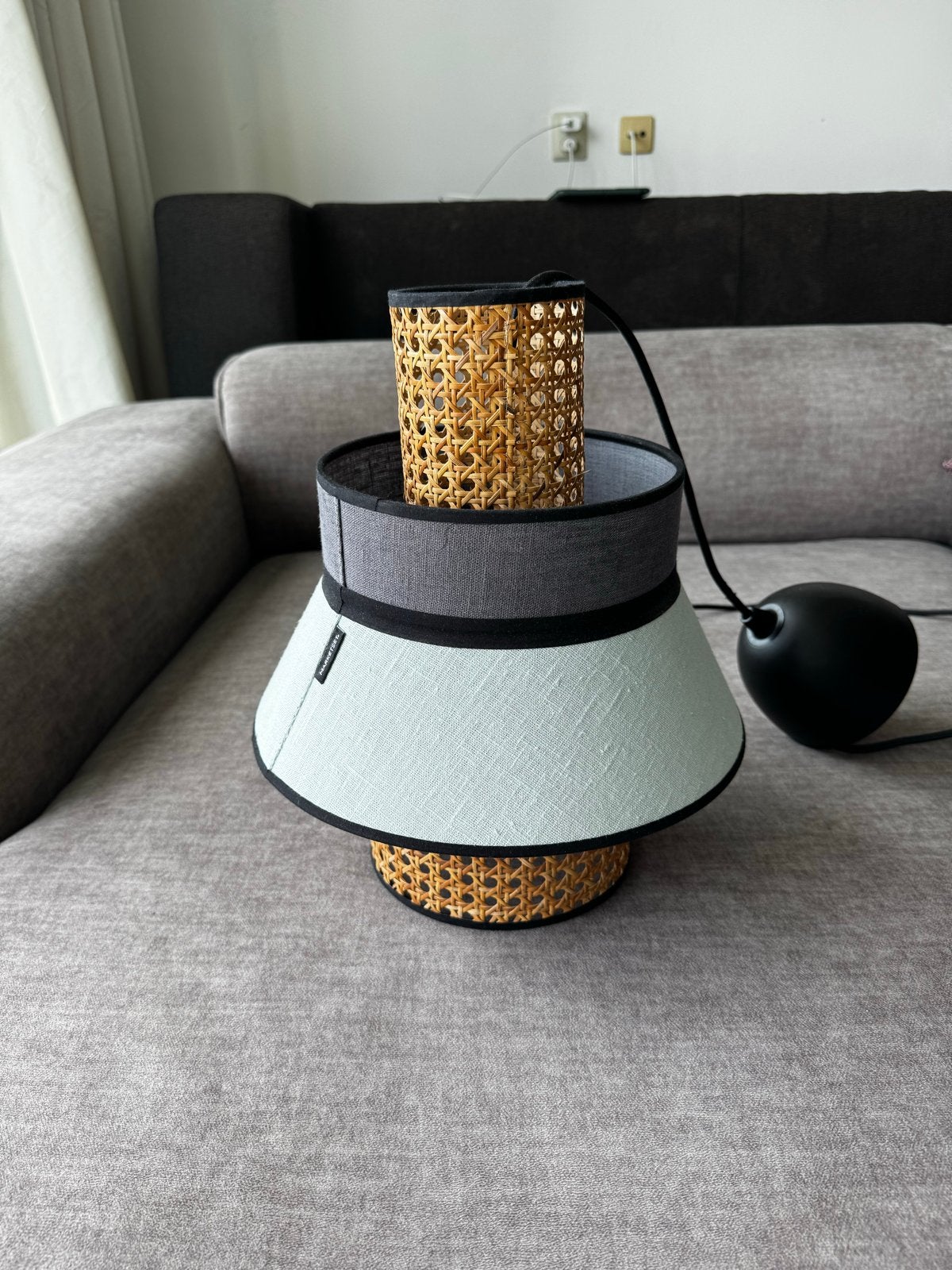 Singapour XML Hanglamp Market Set - Rotan/Textiel, Ophalen, Zo goed als nieuw, Natuurlijk materiaal, E27 (groot)