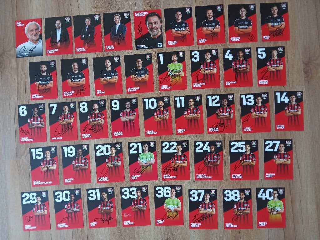 Gesigneerde 2021-2022 spelerskaarten Bayer 04 Leverkussen, Ophalen of Verzenden, Nieuw, Buitenlandse clubs, Spelerskaart