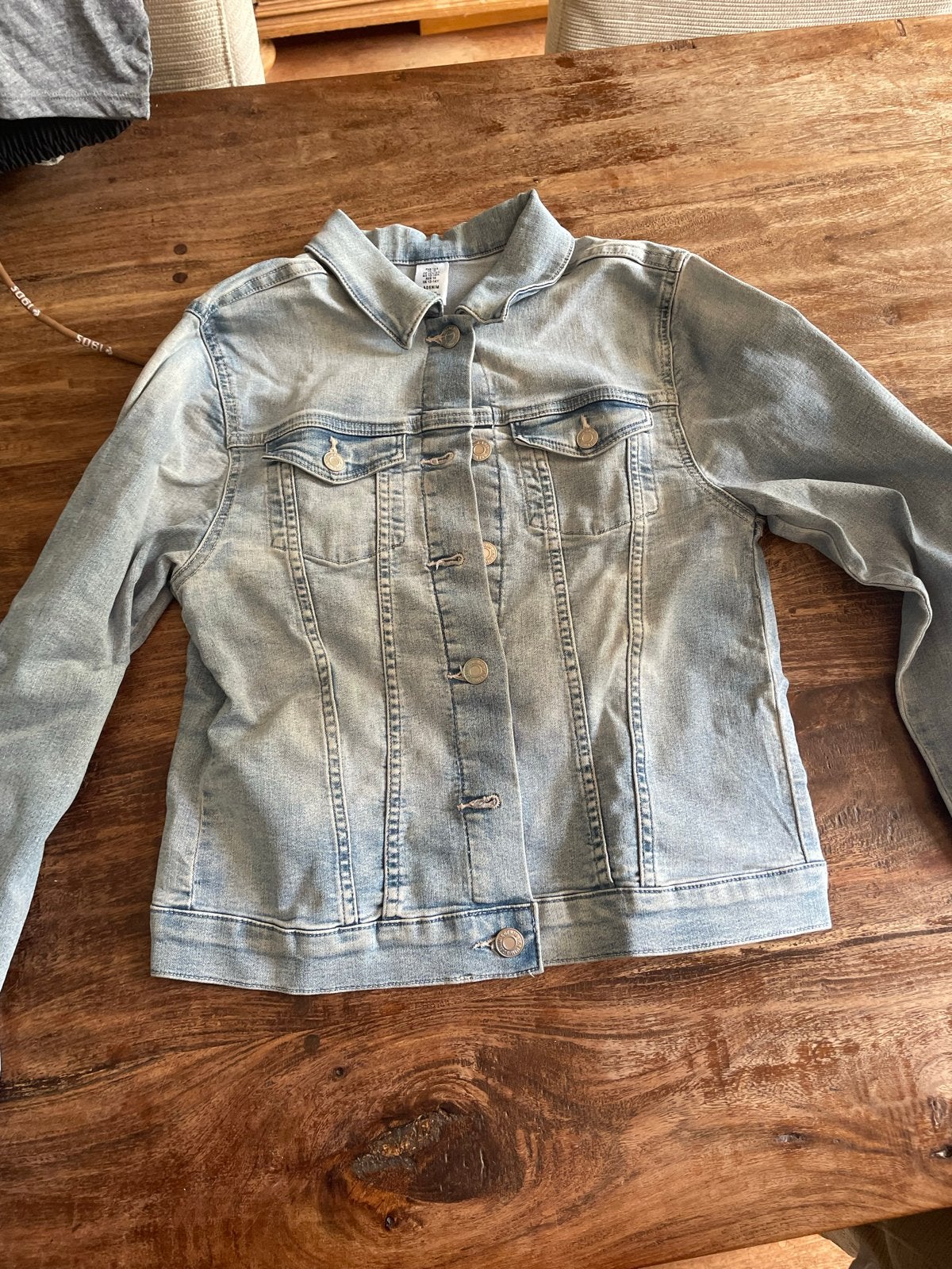 H&M Stretch spijkerjasje maat 164, Kinderen en Baby's, Ophalen, Zo goed als nieuw, Meisje, Jas
