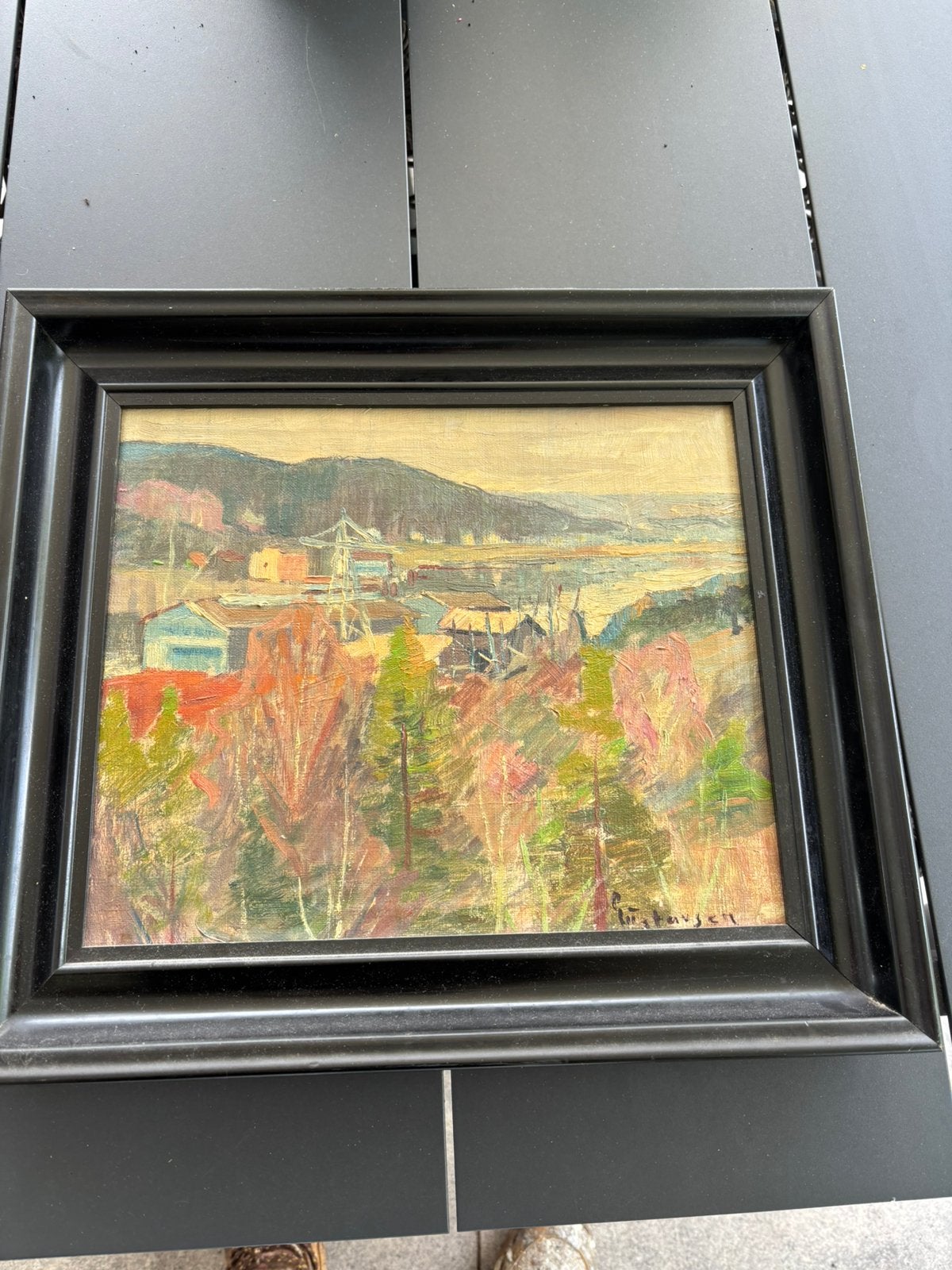 Vintage Scandinavische Gustavsen schilderij, Antiek en Kunst, Kunst | Schilderijen | Modern, Ophalen of Verzenden