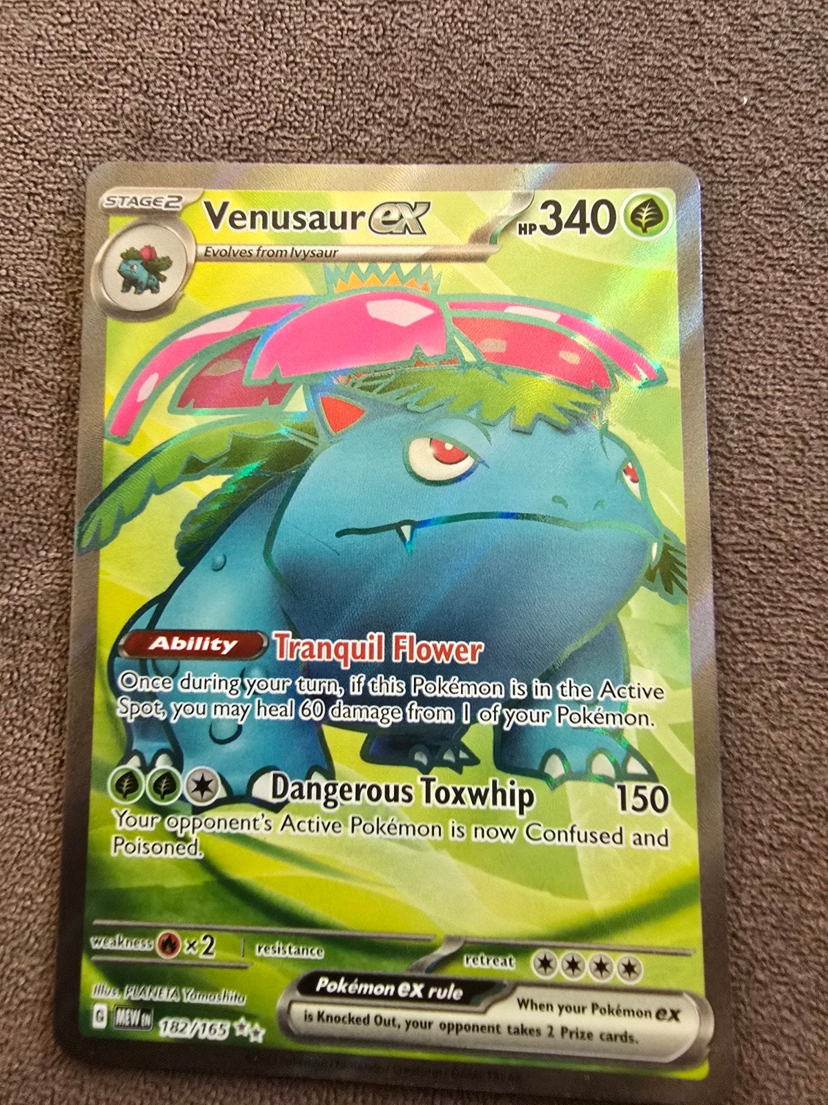 Venusaur ex 182/165 - Pokémon kaart, Ophalen, Zo goed als nieuw, Losse kaart, Foil