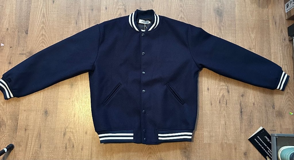 CELINE Paris Varsity Jacket | Maat L, Ophalen, Maat 52/54 (L), Blauw, Nieuw