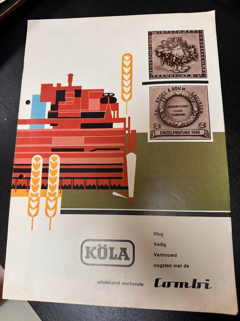 Oude folder jaren '60 - KÖLA Combi maaidorser, Ophalen of Verzenden