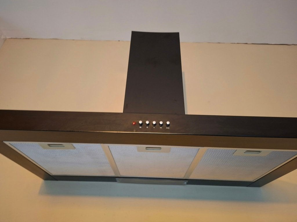 Sonia 900 Zwarte Afzuigkap 90 cm - 600 m³/uur, Witgoed en Apparatuur, Ophalen, Wandschouwkap, Zo goed als nieuw, 400 tot 600 m³ per uur