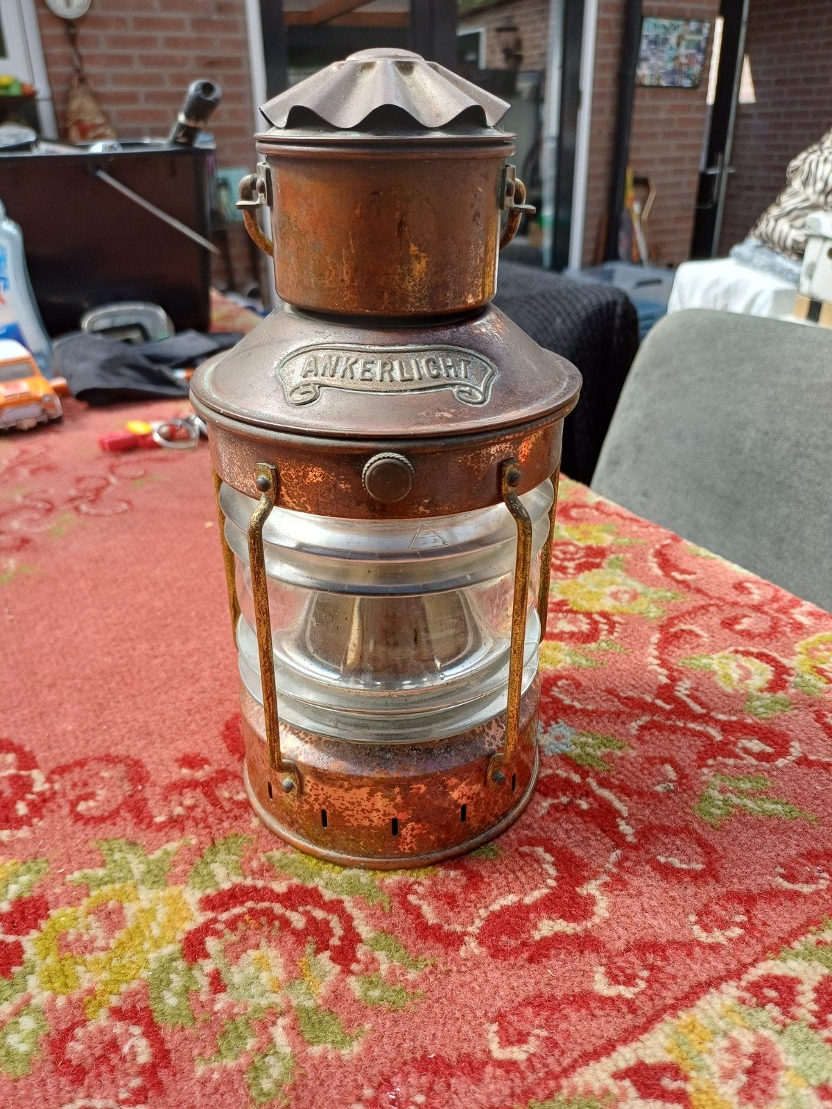 Vintage Koperen Ankerlicht Scheepslamp, Antiek en Kunst, Ophalen of Verzenden
