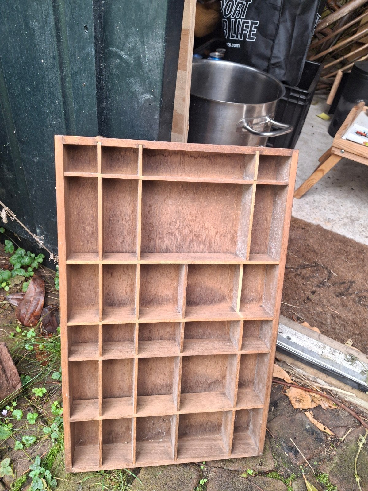 Vintage houten letterbak vakjeskast zetbak, Antiek en Kunst, Ophalen of Verzenden