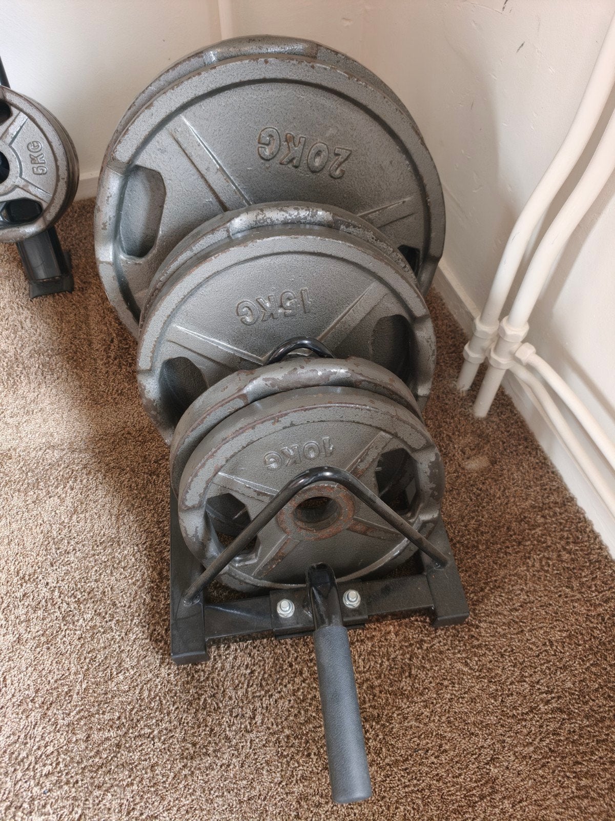 Complete Halterset met Squat Rack, Gewichten, Halters en Rek, Ophalen, Gebruikt, Rug, Halterset