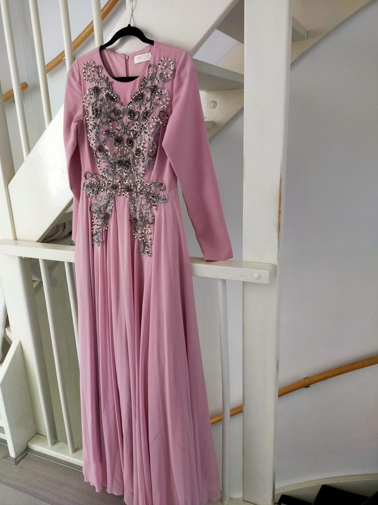 Roze gelegenheidsjurk, Kleding | Dames, Gelegenheidskleding, Maat 38/40 (M), Galajurk, Ophalen of Verzenden, Zo goed als nieuw