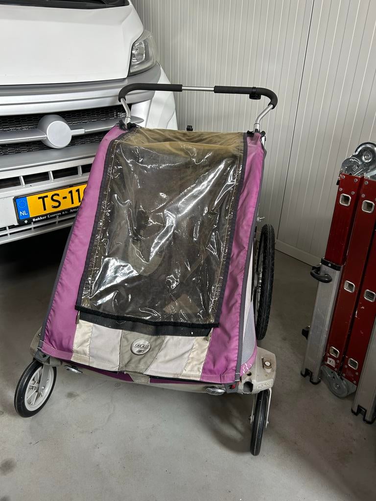 Thule Chariot Cougar 2 fietskar, Fietsen en Brommers, Fietsaccessoires | Aanhangers en Karren, Ophalen, Gebruikt, Opvouwbaar, Kinderkar