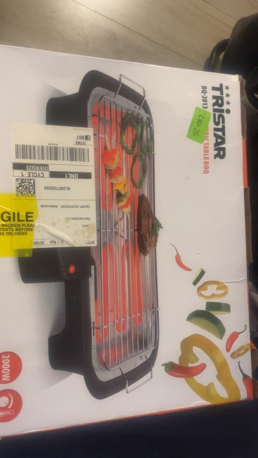 Tristar Elektrische Tafel BBQ - 2000W, Ophalen of Verzenden, Zo goed als nieuw