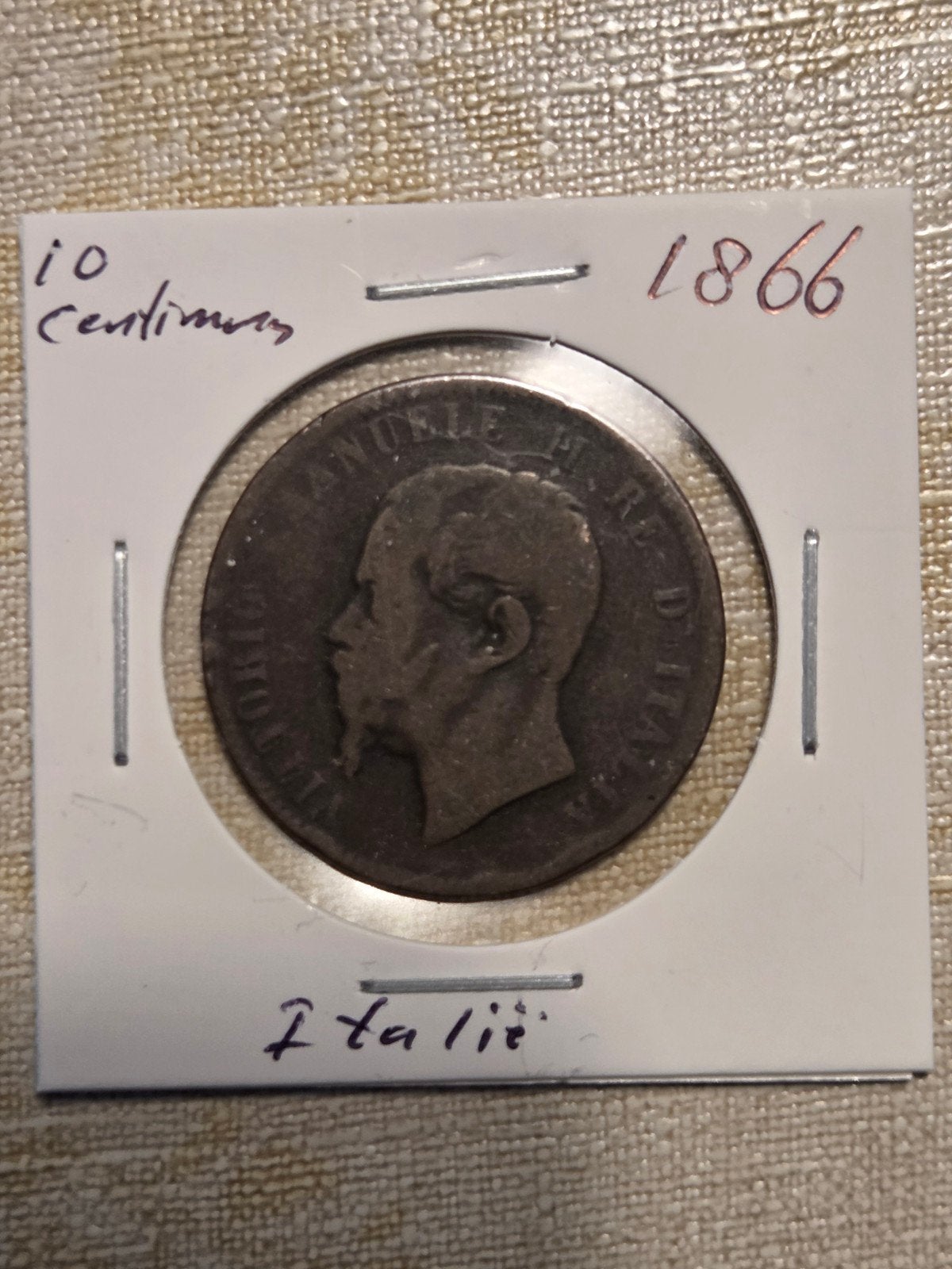 Zeldzame Italiaanse 10 Centesimi munt uit 1866, Ophalen of Verzenden, Midden-Oosten, Losse munt