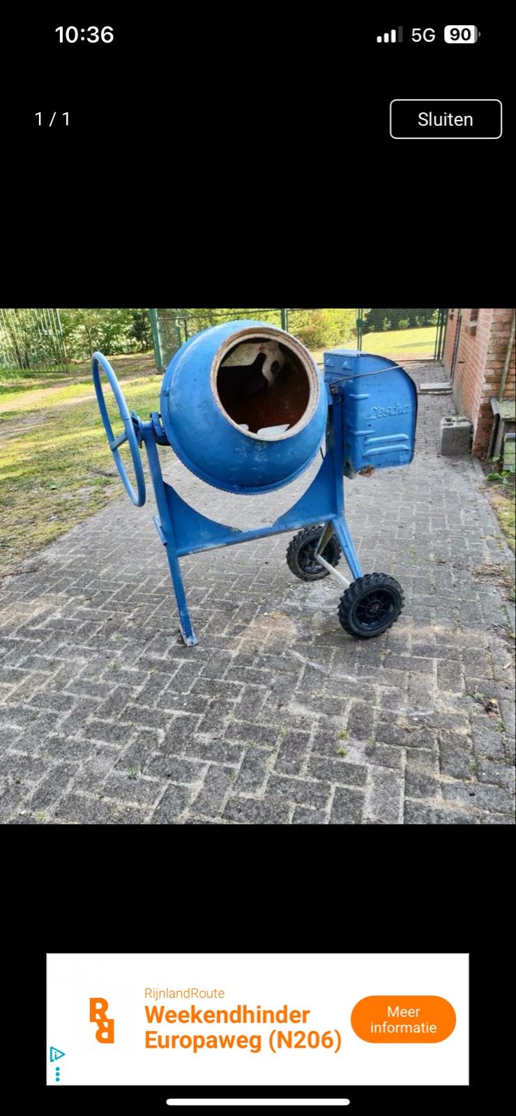Beton molen Lescha 145 blauw, gebruikt, Doe-het-zelf en Verbouw, Betonmolens, Ophalen, Gebruikt