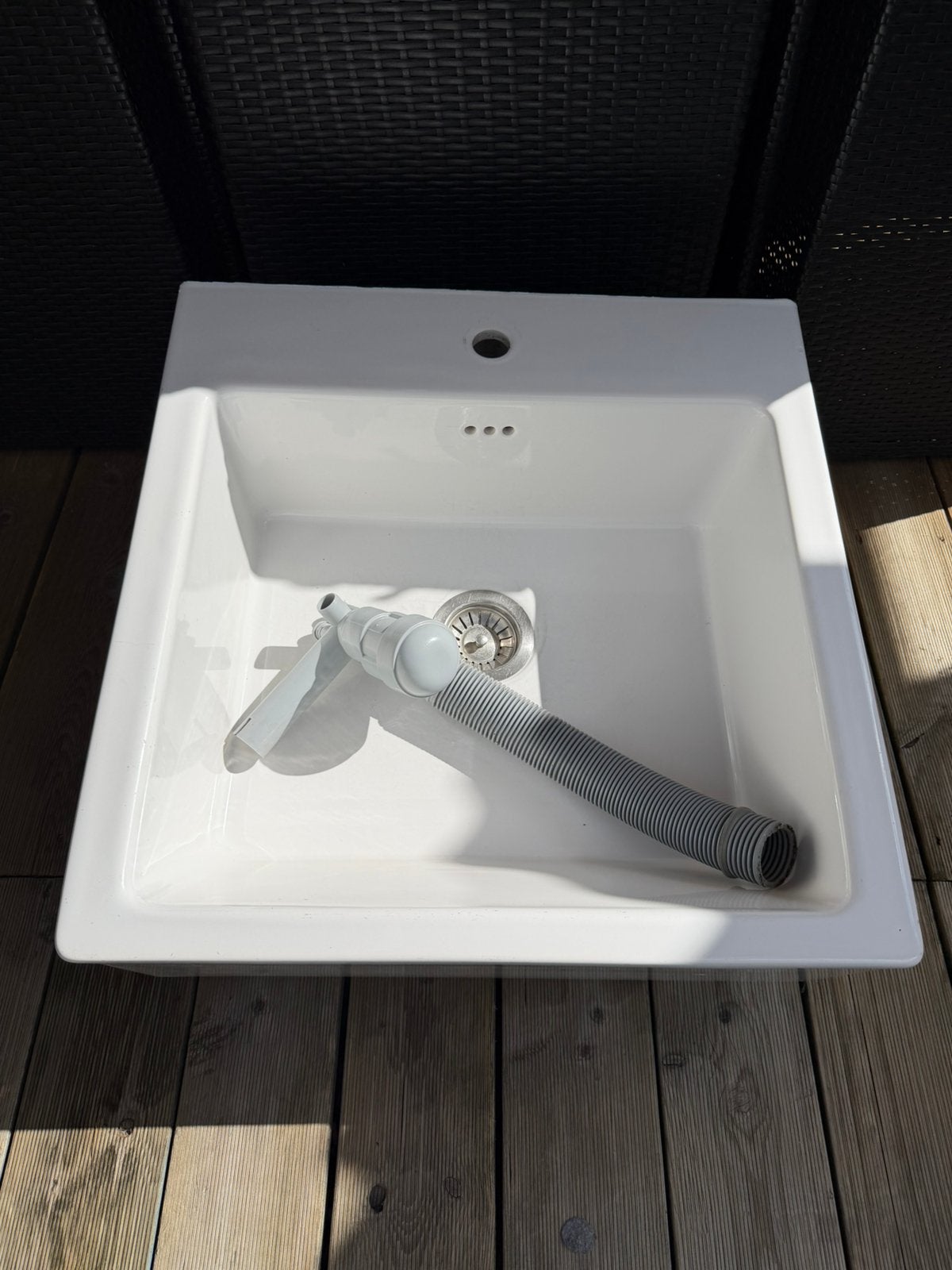 Witte spoelbak + afvoer, Ophalen, 50 tot 100 cm, Zo goed als nieuw, Minder dan 100 cm