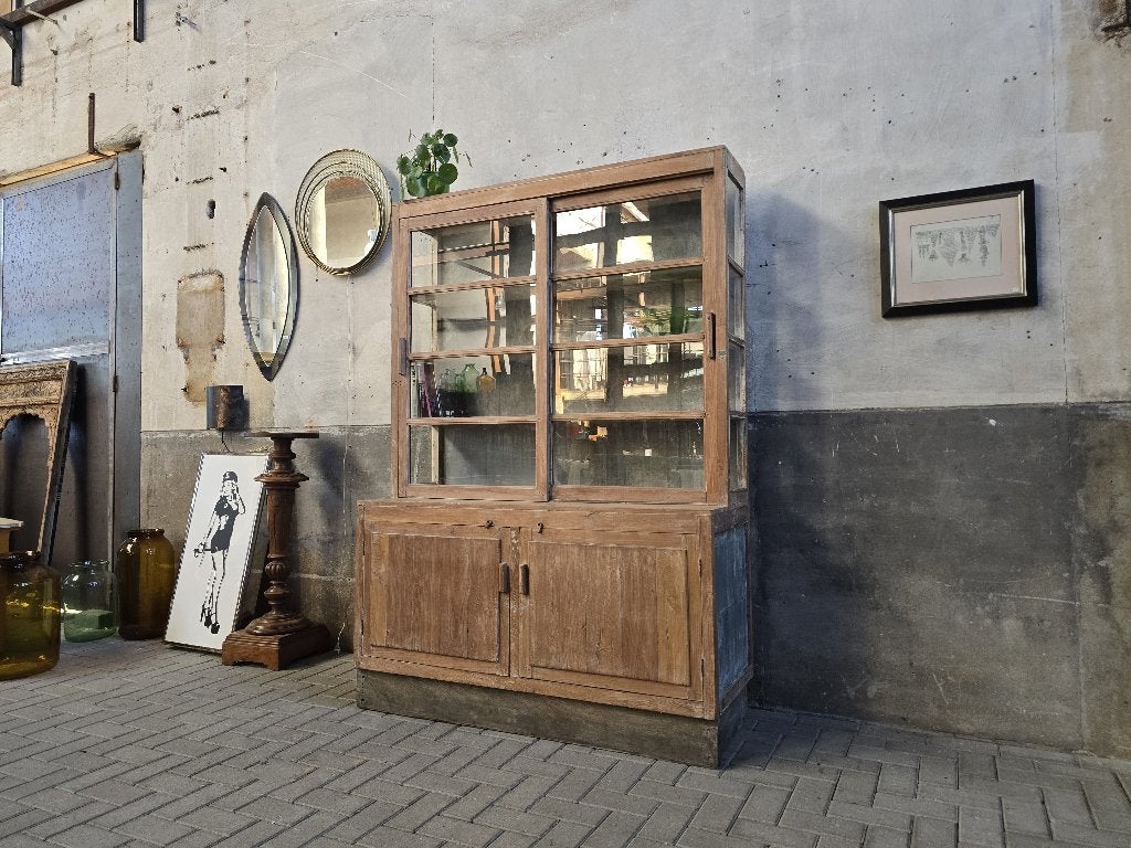 Vintage Grote Vitrine Teak | Hout & Metaal Buffet Kast