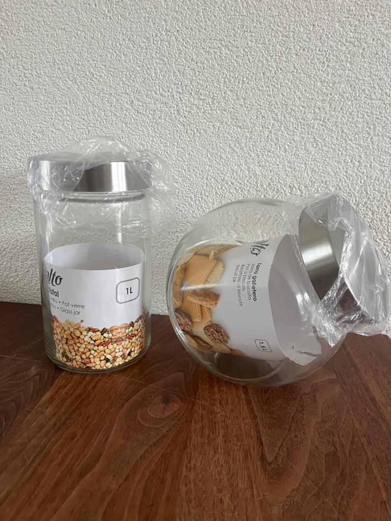 Mooie glazen voorraadpotten - 1L en 1.5L, Ophalen of Verzenden, Zo goed als nieuw