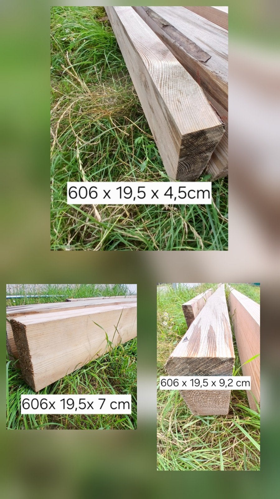3 x Houten balken 6,06m ( x 19,5 x 4,5 cm, 7cm en 9,2 cm br), Doe-het-zelf en Verbouw, Hout en Planken, Ophalen, Nieuw, Balk, 50 mm of meer