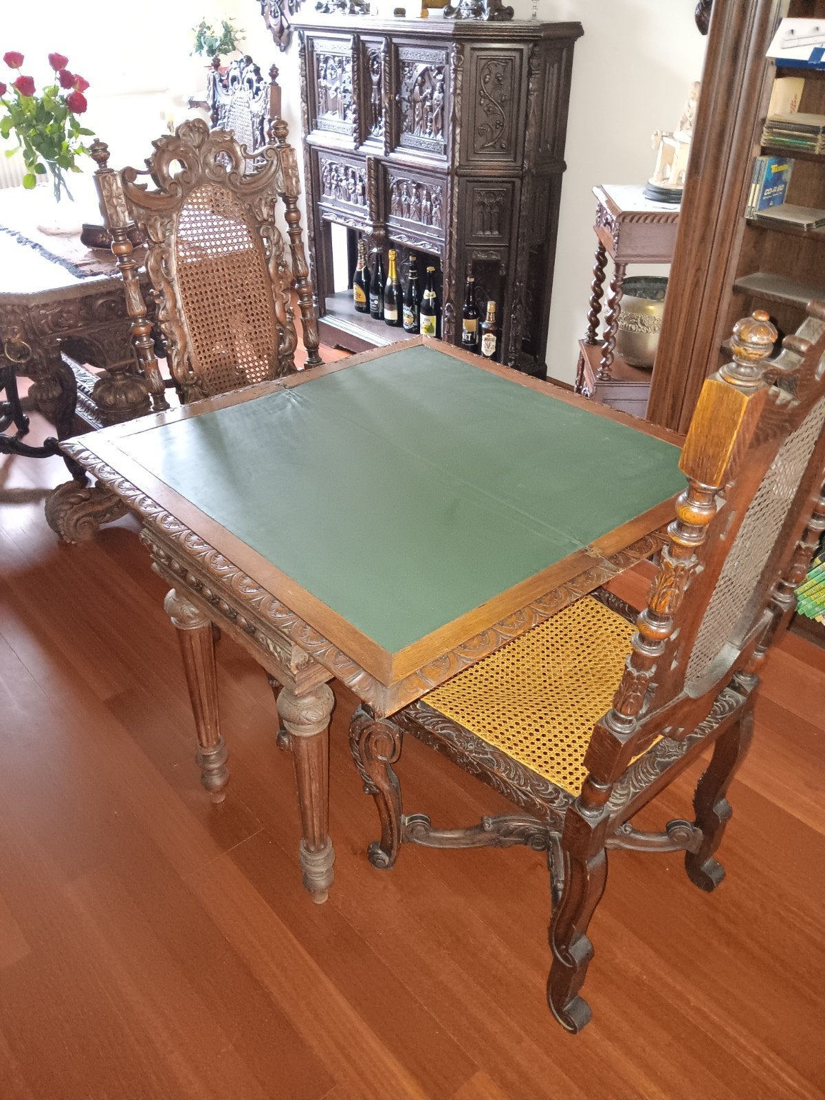Antieke speeltafel/bijzettafel met groen blad, Antiek en Kunst, Ophalen