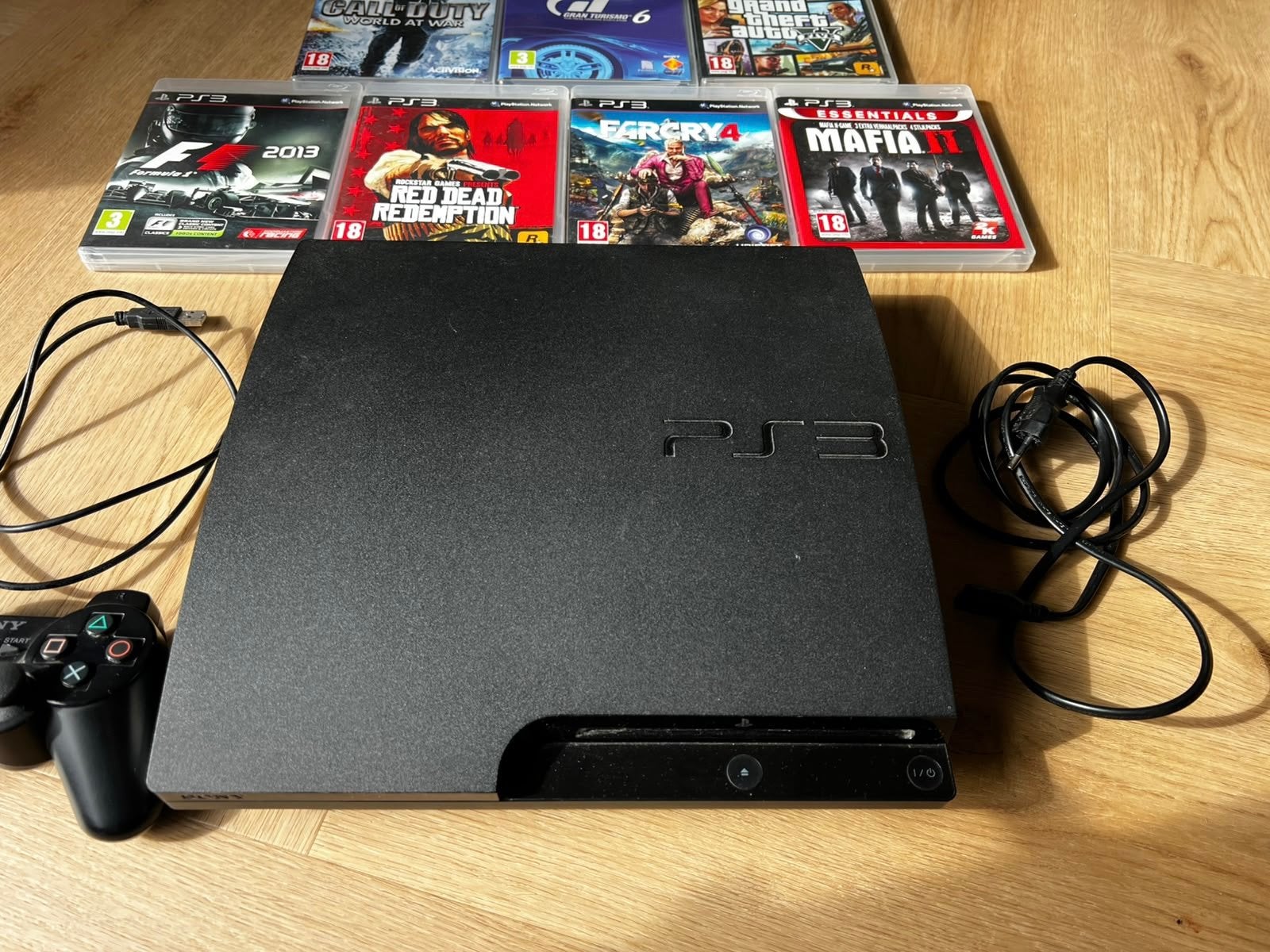 Sony PlayStation 3 Slim + 7 games + controller, Ophalen of Verzenden, Zo goed als nieuw, Slim