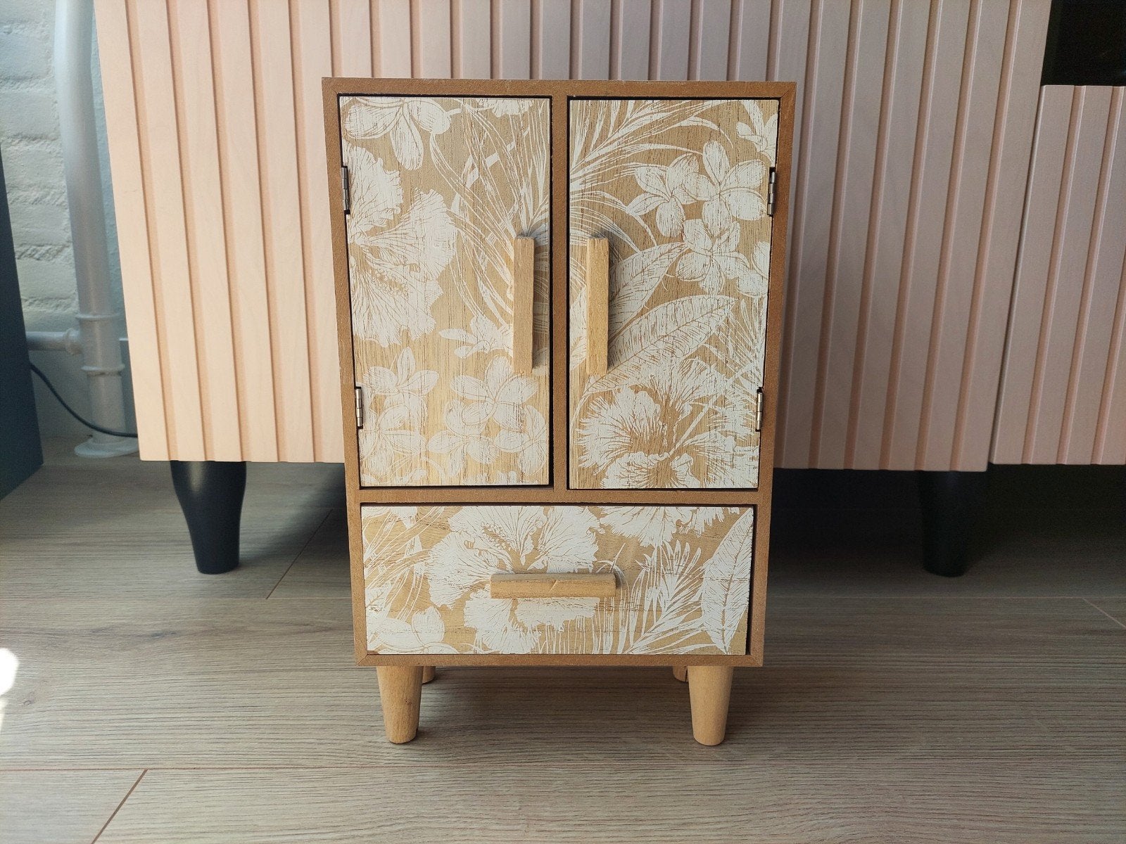 Decoratief kastje met lade en tropische print, Ophalen of Verzenden, Zo goed als nieuw