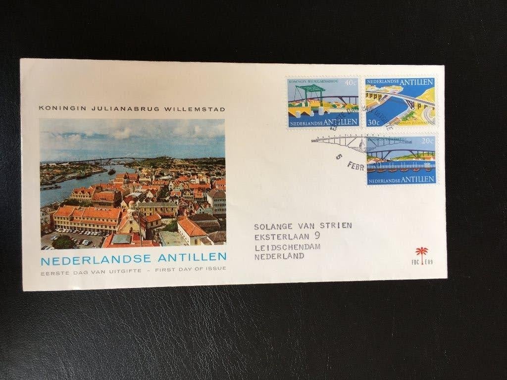 R1-E89 Antillen 1974 - FDC E89 - Bruggen - gelopen, Ophalen of Verzenden, Rest van de wereld