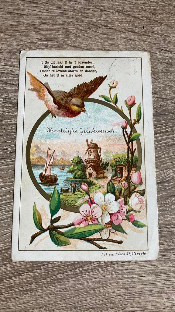 Oude Nieuwjaars Briefkaart 1901 naar Oranjeboomboot, Verzamelen, Ansichtkaarten | Themakaarten, Ophalen of Verzenden, Voor 1920