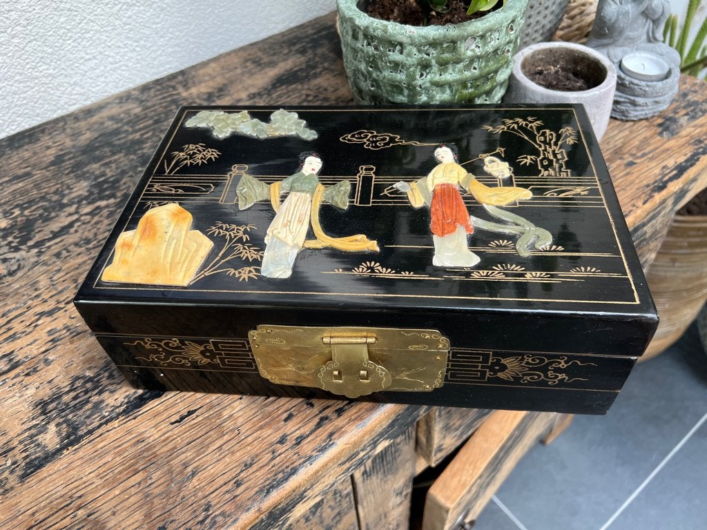 Chinese sieradenkist speksteen jade groot chinees kist, Antiek en Kunst, Ophalen of Verzenden