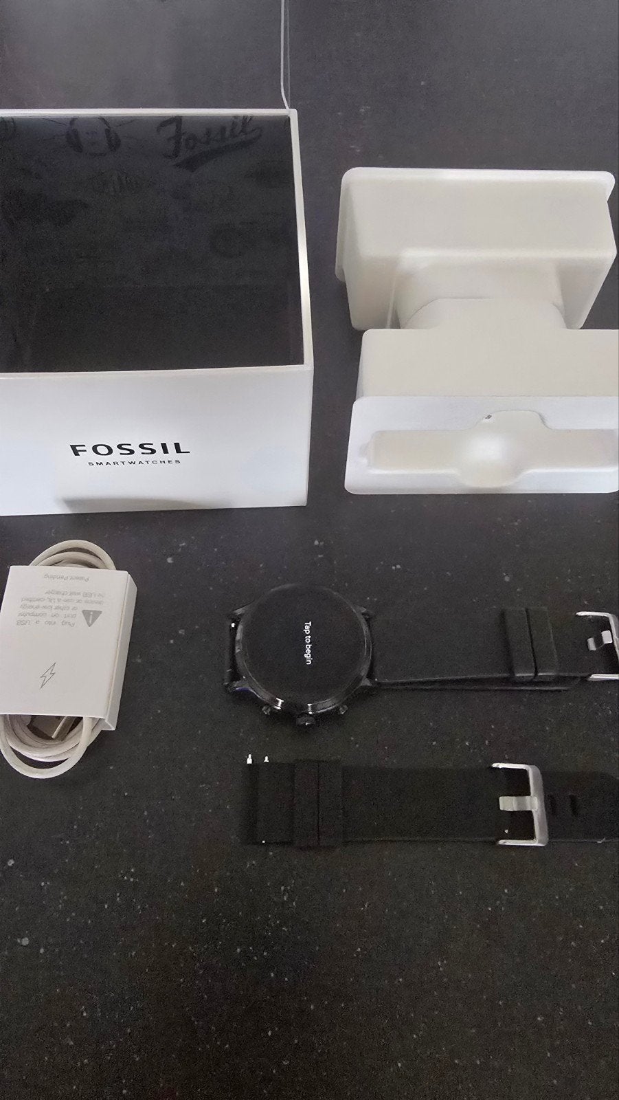 Fossil Smartwatch - Werkt perfect, lichte krasjes, Gebruikt, Zwart, Fossil, Ophalen of Verzenden