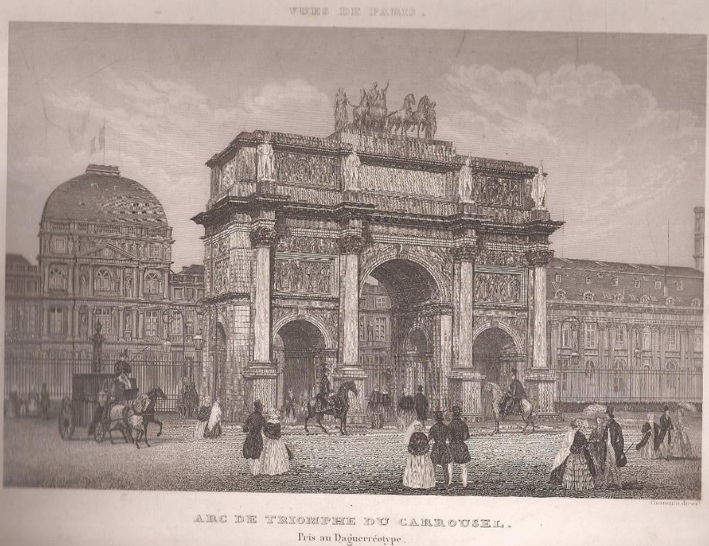 Vues de Paris Arc de Triomphe du Carrousel Prise au Daguerre, 18 cm, 23 cm, Architectuur, Ophalen of Verzenden