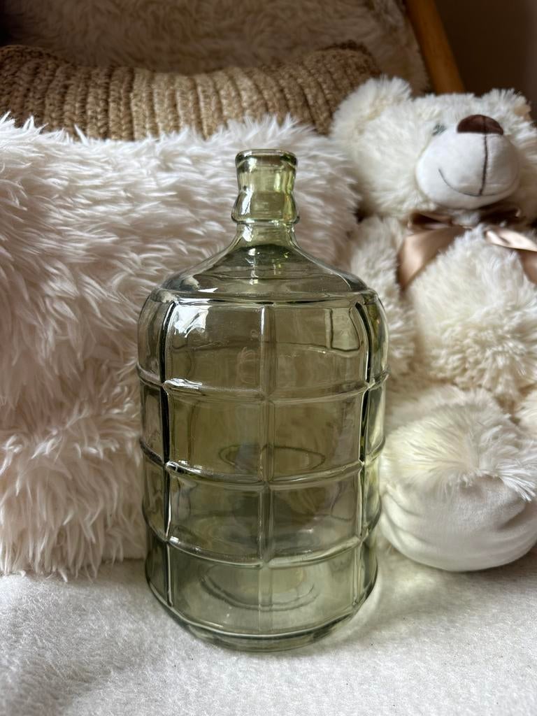 Groene vaas Creative Co-Op Glass Vintage Reproduction Bottle, Ophalen of Verzenden, Zo goed als nieuw