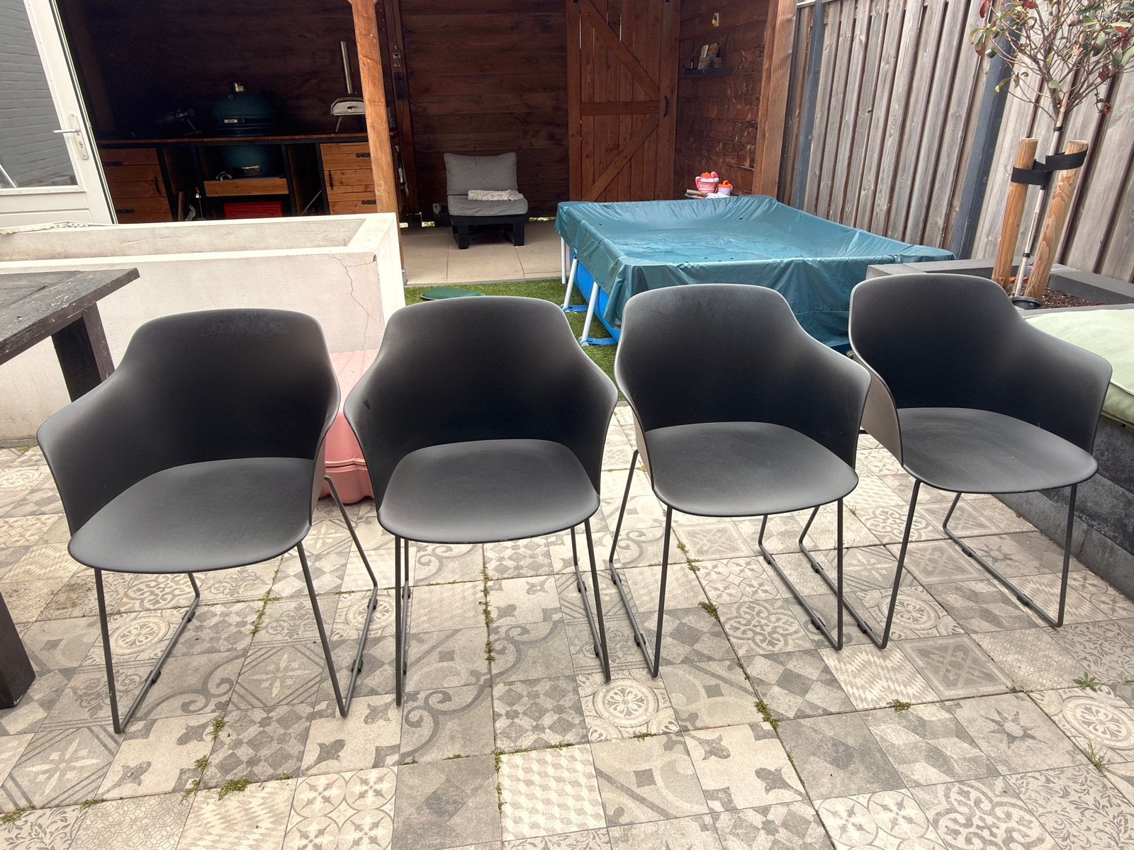 Set van 4x Jysk Sandved tuinstoelen, Tuin en Terras, Tuinstoelen, Ophalen, Zo goed als nieuw, Kunststof